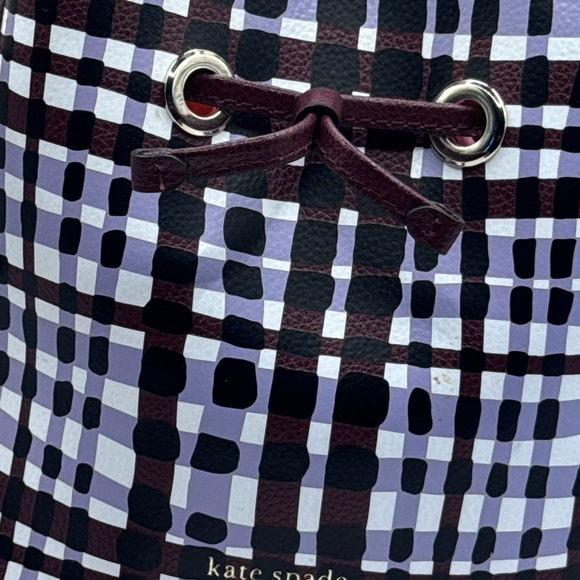 Kate Spade Eva Bucket small crossbody Bag Purple Multi plaid - Picture 5 of 15